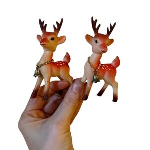 Vintage Pinkish Orange Rubber Reindeer
